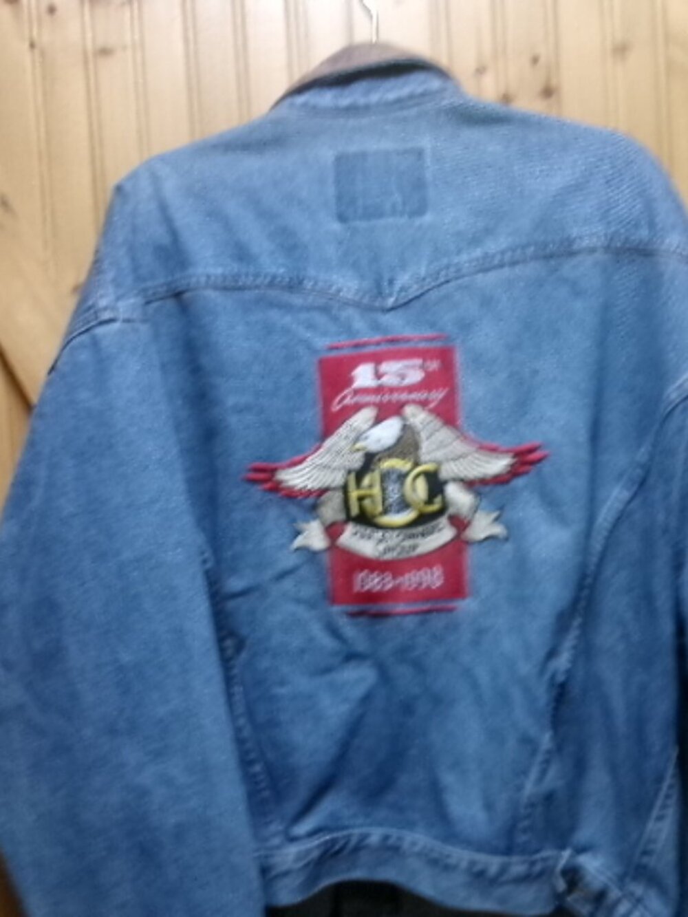 Vtg 90s Harley owner trucker denim jacket xl patch Harley owner 15 th anniversar